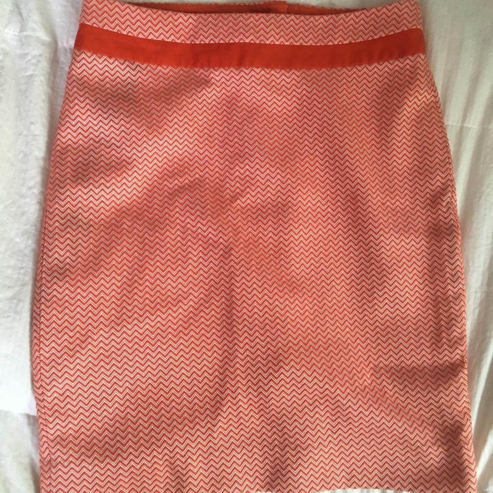 Orange chevron pencil skirt